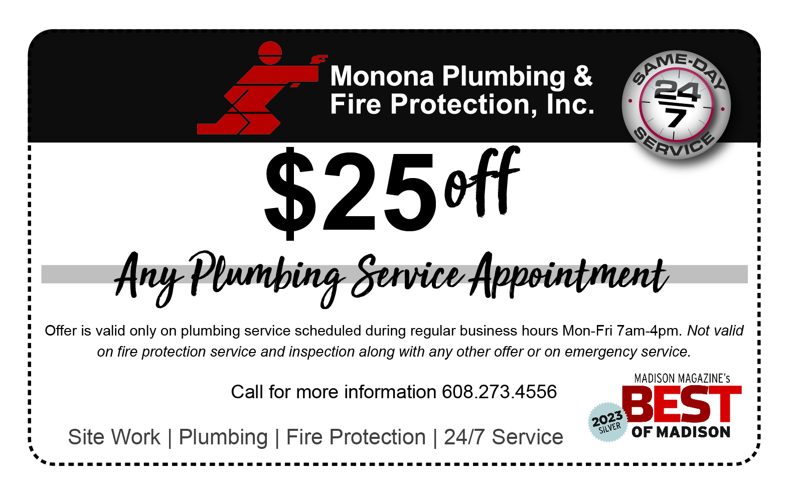 Monona Plumbing & Fire Protection Special Offers