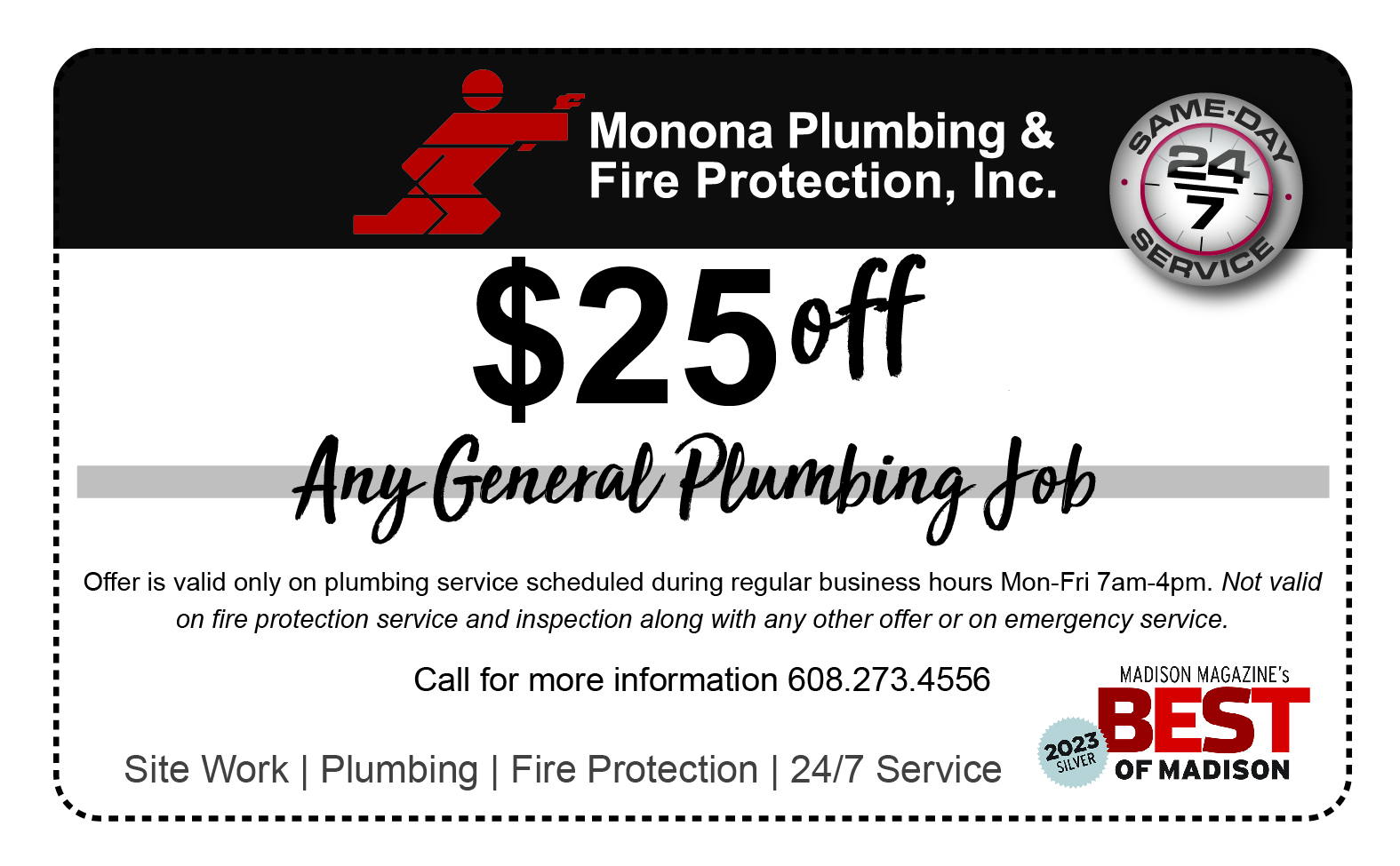 Monona Plumbing & Fire Protection Special Offers